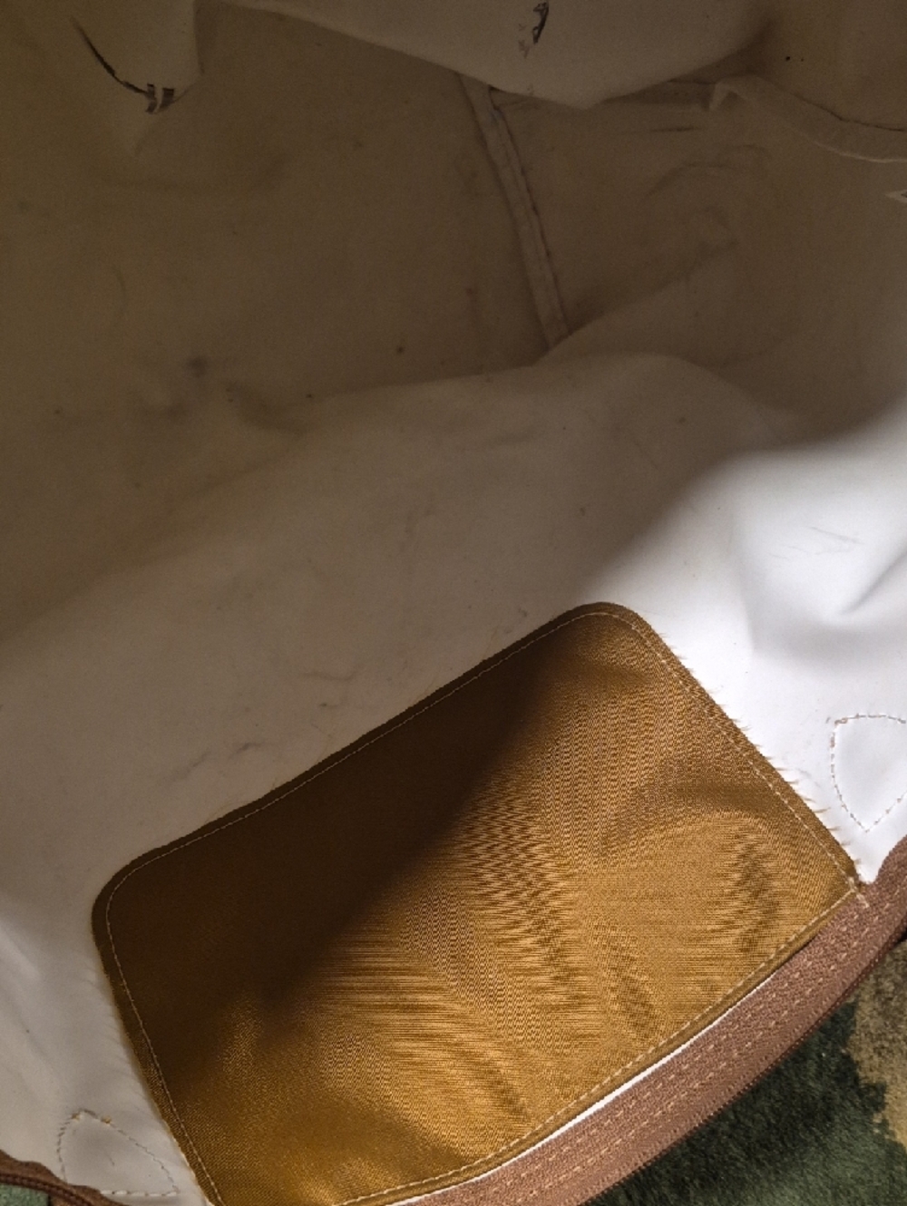 Longchamp Brown Leather Trim Mustard/Tan Nylon Tote - Picture 11 of 12